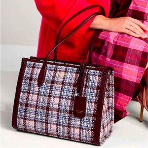Kate Spade Hudson Tweed medium tote in Dark Merlot